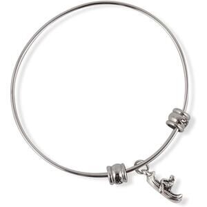 Canoe and Rower Charm Bangle Bracelet Jewelry